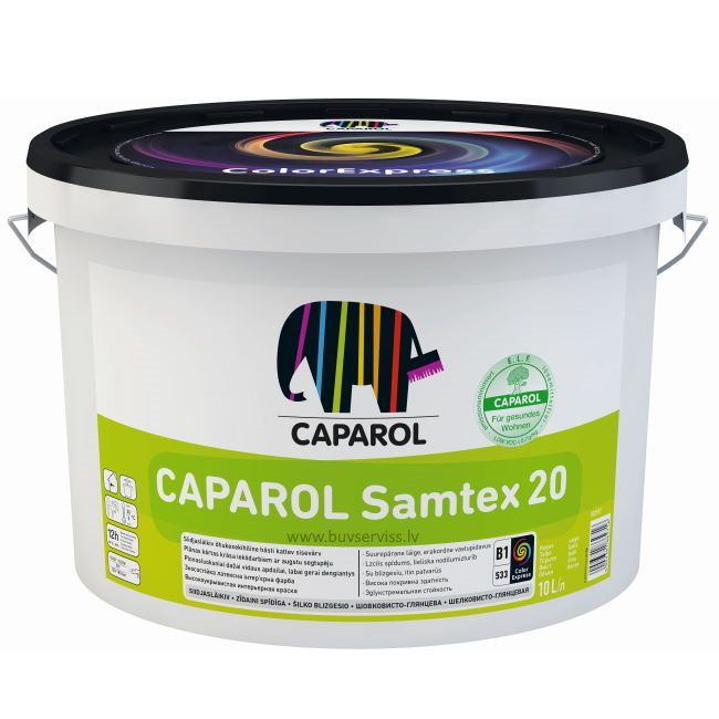 Caparol Samtex 10 E.L.F. B1 Lateksa sienas krāsa ar minimālu patēriņu, zīdaini matēta 10L